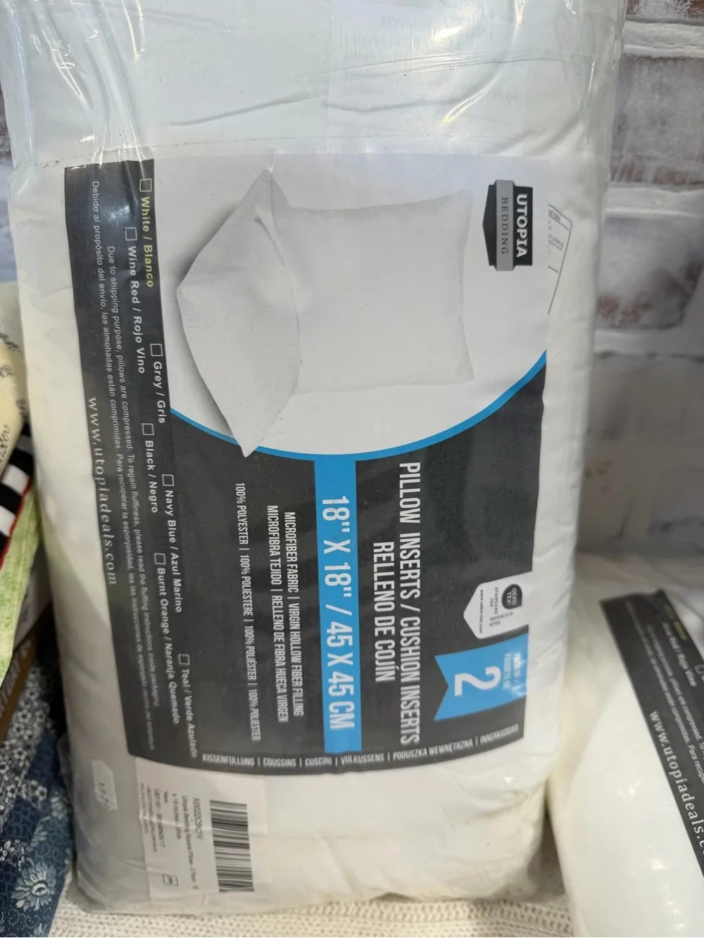 Utopia  White 18 x 18 Pillow Insert - Pack of 2